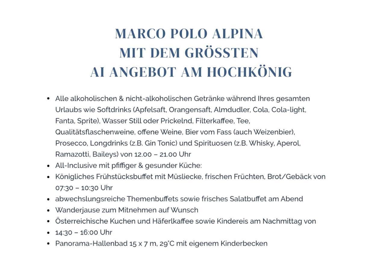 All Inclusive - Marco Polo Alpina Familien- & Sporthotel Maria Alm am Steinernen Meer Exteriér fotografie